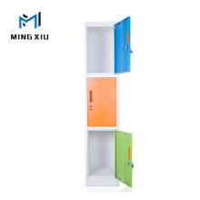 China Steel Office Furniture Single 3 Tier Lockers / 3 Door Metal Closet